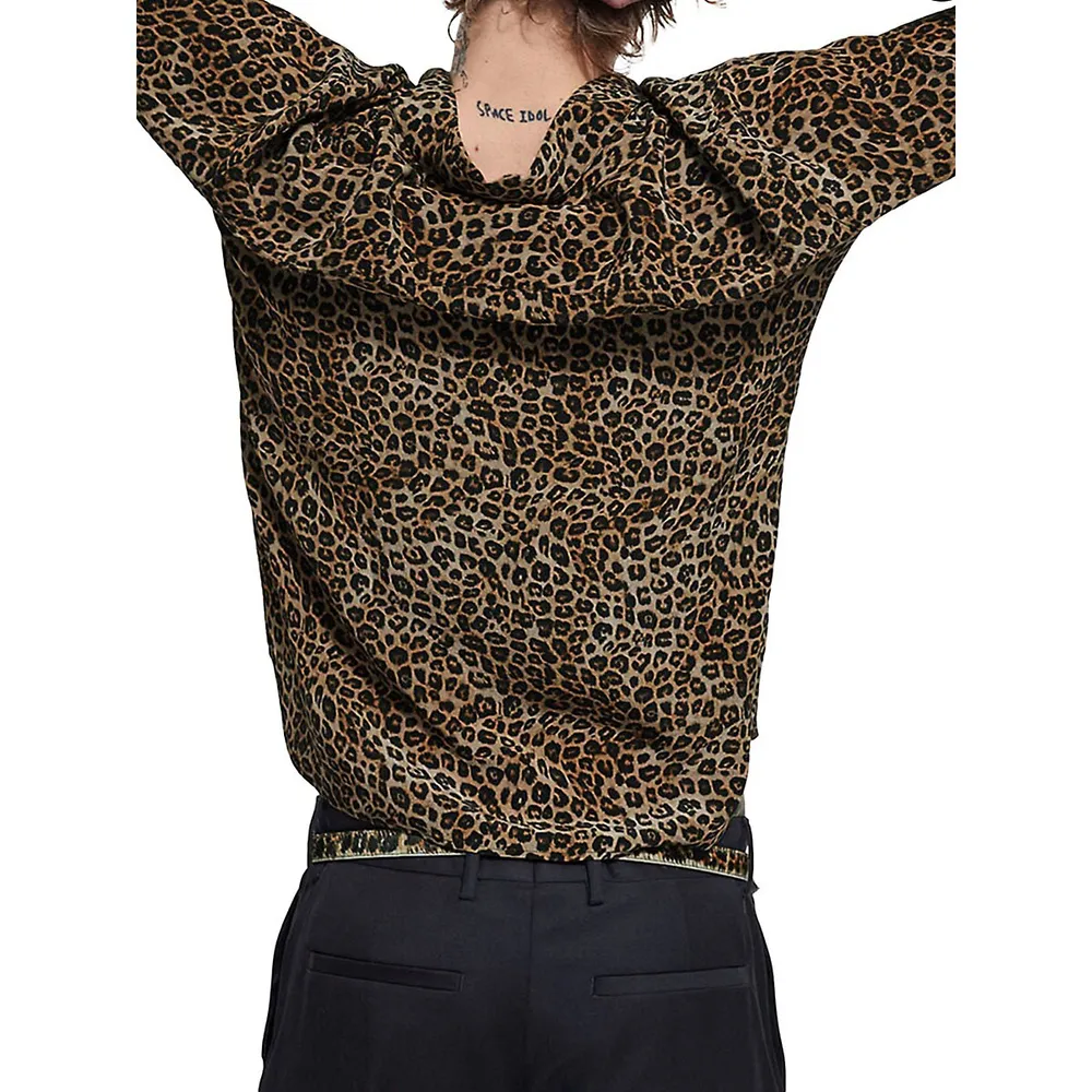 Leopard-Print Silk Shirt