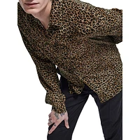 Leopard-Print Silk Shirt