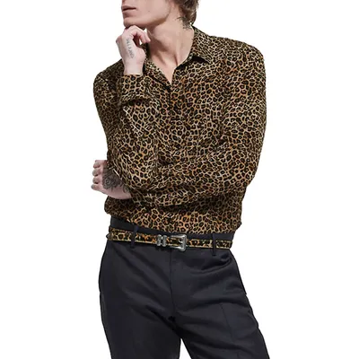 Leopard-Print Silk Shirt