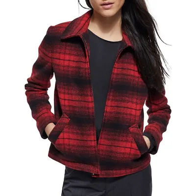 Plaid Wool-Blend Jacket