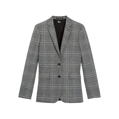 Mixy Wales Single-Breasted Checked Wool Jacket