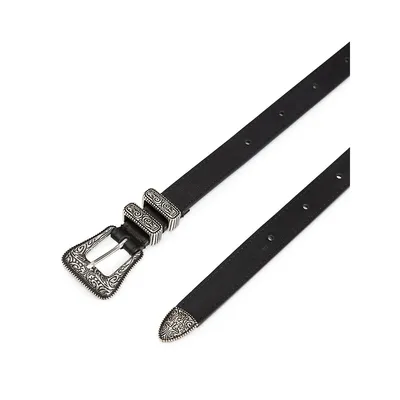 Silvertone Leather Belt