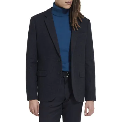 Mini Chevron Wool-Blend Suit Jacket