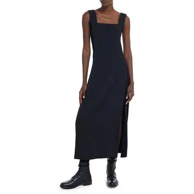 Velvet Side-Panel Sleeveless Maxi Dress