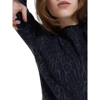 Dusky Leopard-Print Cashmere Crewneck Sweater