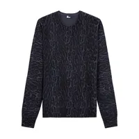 Dusky Leopard-Print Cashmere Crewneck Sweater