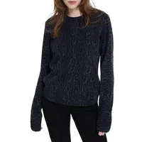 Dusky Leopard-Print Cashmere Crewneck Sweater