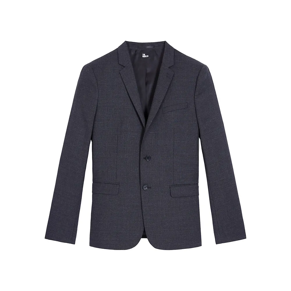 Slim-Fit Micro Houndstooth Wool Suit Jacket