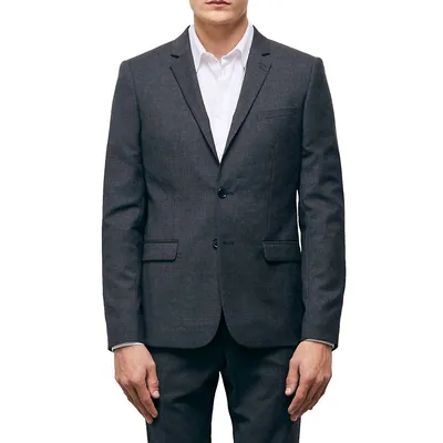 Slim-Fit Micro Houndstooth Wool Suit Jacket