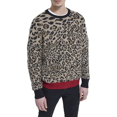 Jacquard Leopard-Print Sweater