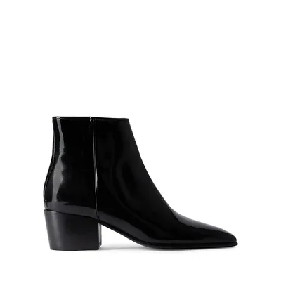 Patent Leather Point-Toe Ankle Boots