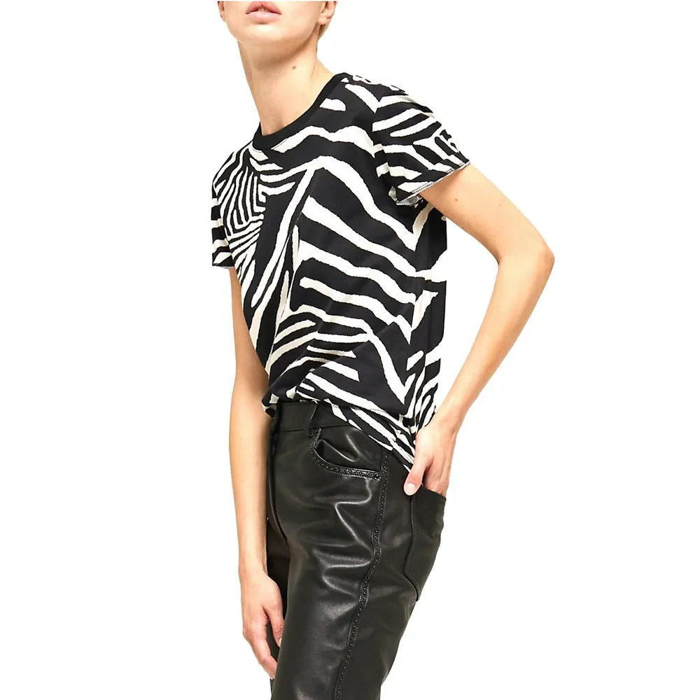 Zebra-Print Crewneck T-Shirt