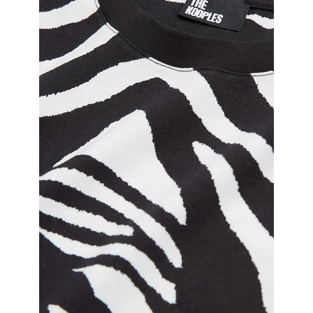 Zebra-Print Crewneck T-Shirt