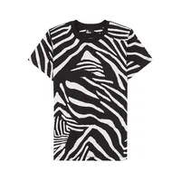 Zebra-Print Crewneck T-Shirt