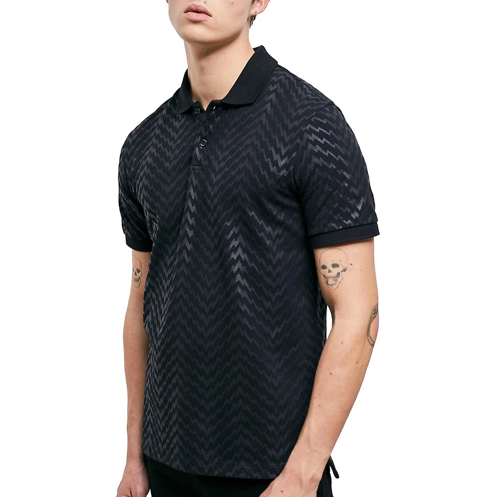 Slim-Fit Zig-Zag Print Polo Shirt