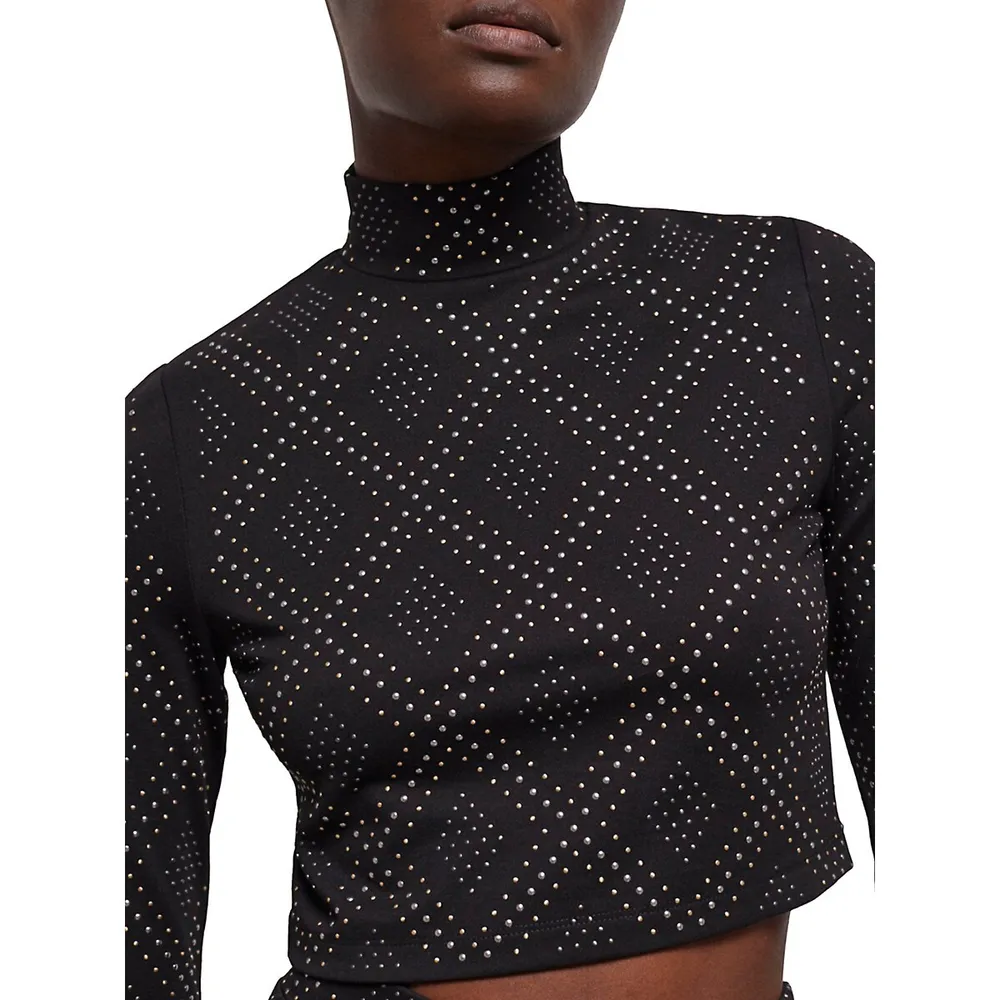 Turtleneck Rhinestone Top