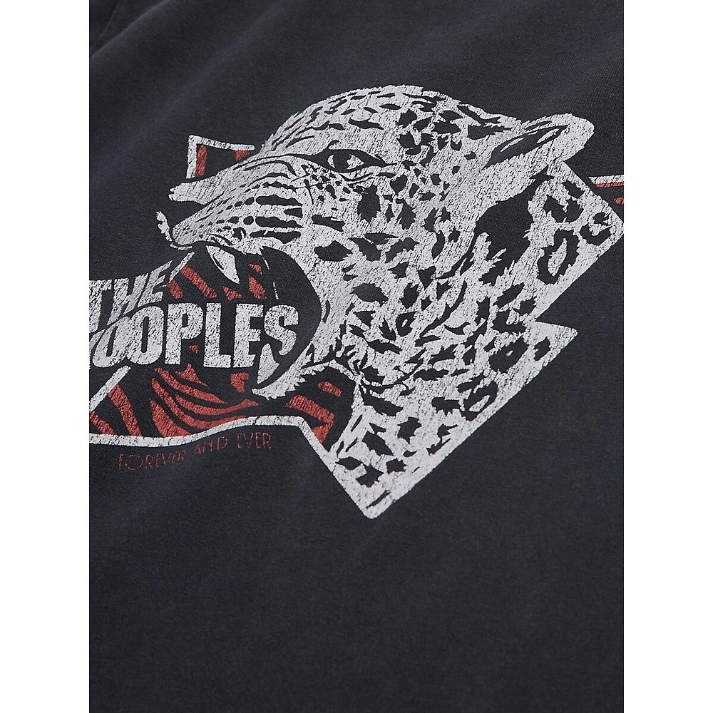 Cotton Jersey Leopard Screen Print T-Shirt