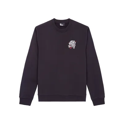 Tiger Patch Ribbed-Trim Sweatshirt