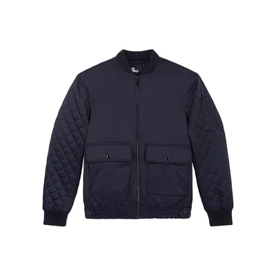 Quilted-Sleeve Bomber Jacket