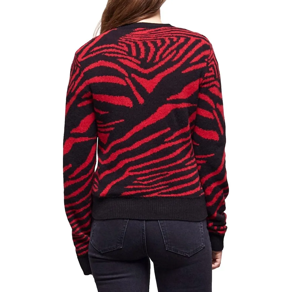 Wool-Blend Zebra-Print Sweater