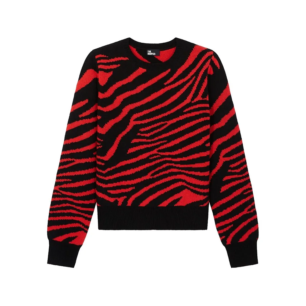 Wool-Blend Zebra-Print Sweater