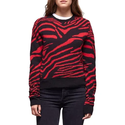 Wool-Blend Zebra-Print Sweater