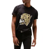Cotton Jersey Leopard Screen Print T-Shirt