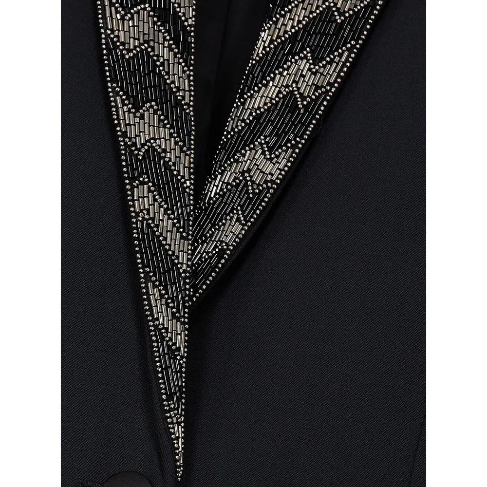 Mixout Bead-Embroidered Lapel Blazer