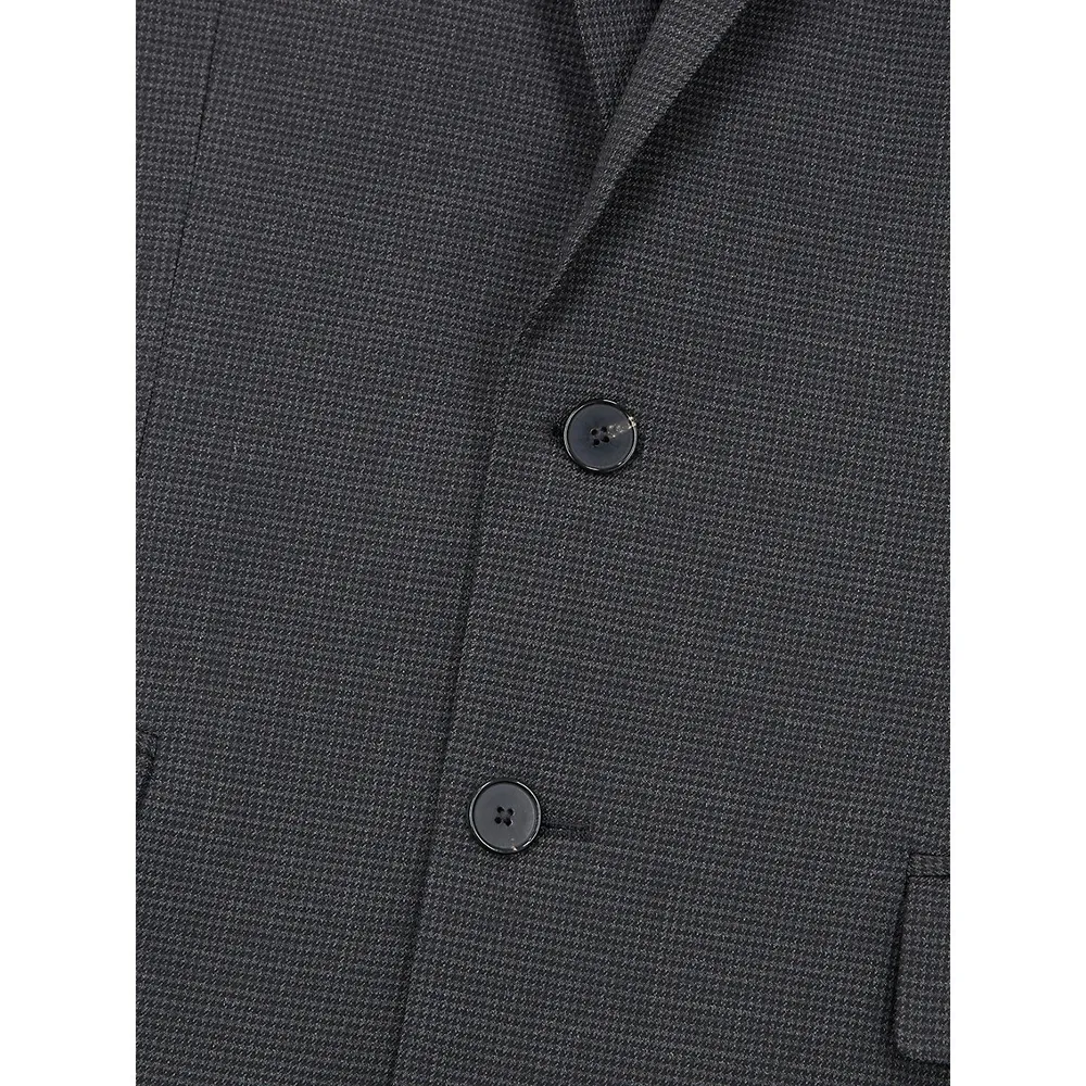 Tailored-Fit Houndstooh Wool Suit Jacket