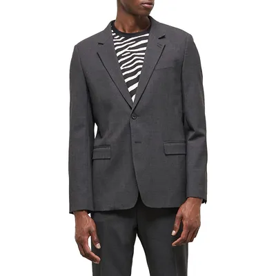 Tailored-Fit Houndstooh Wool Suit Jacket