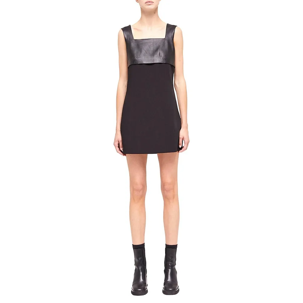 The Kooples Slit Zoom Mixed Media Mini Dress