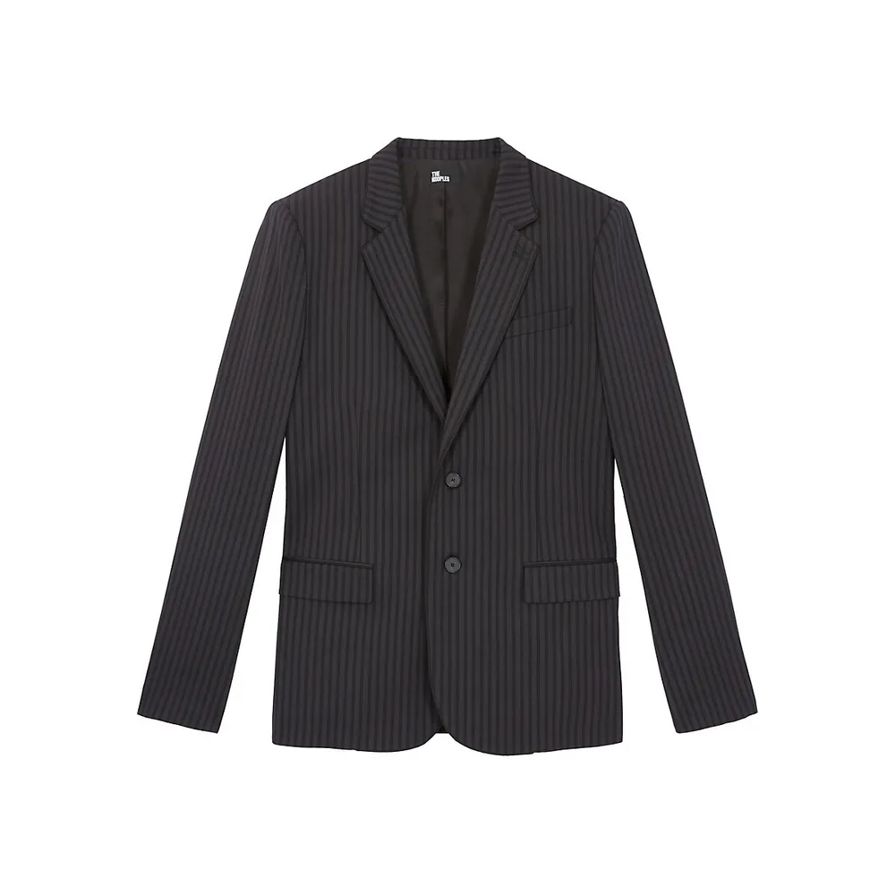 Striped wool suit jacket