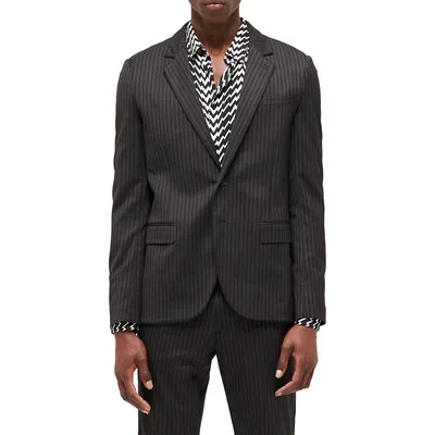 Striped Wool-Blend Suit Jacket