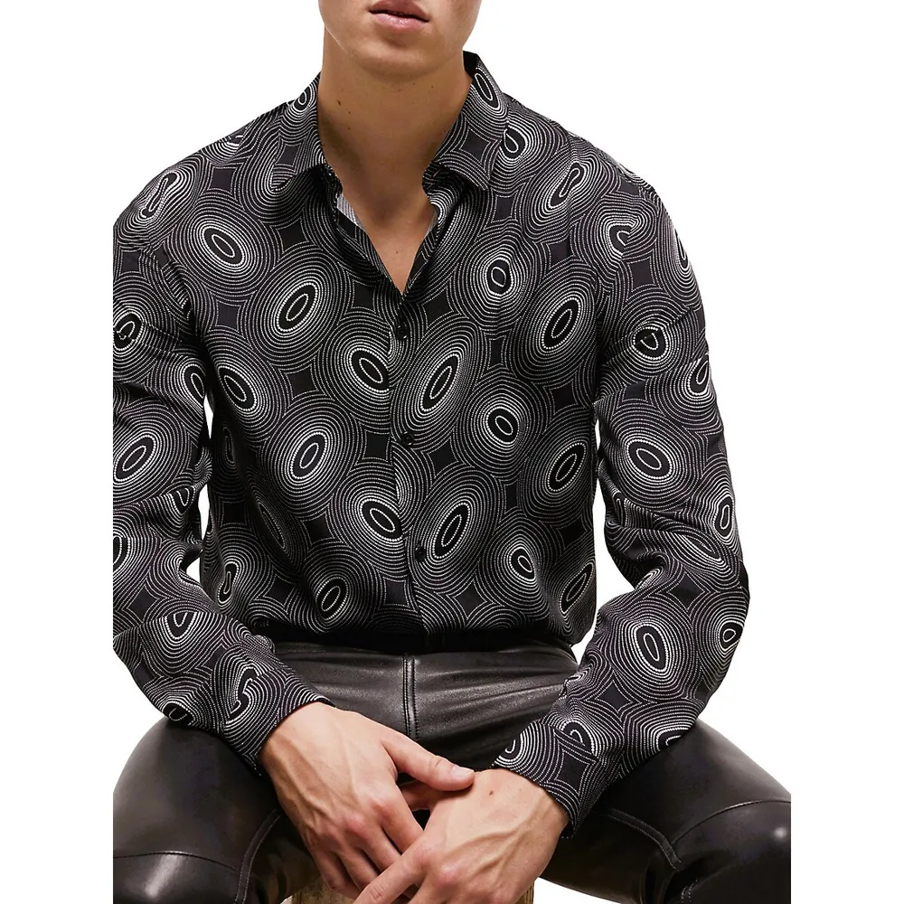 Galaxy-Print Long-Sleeve Shirt