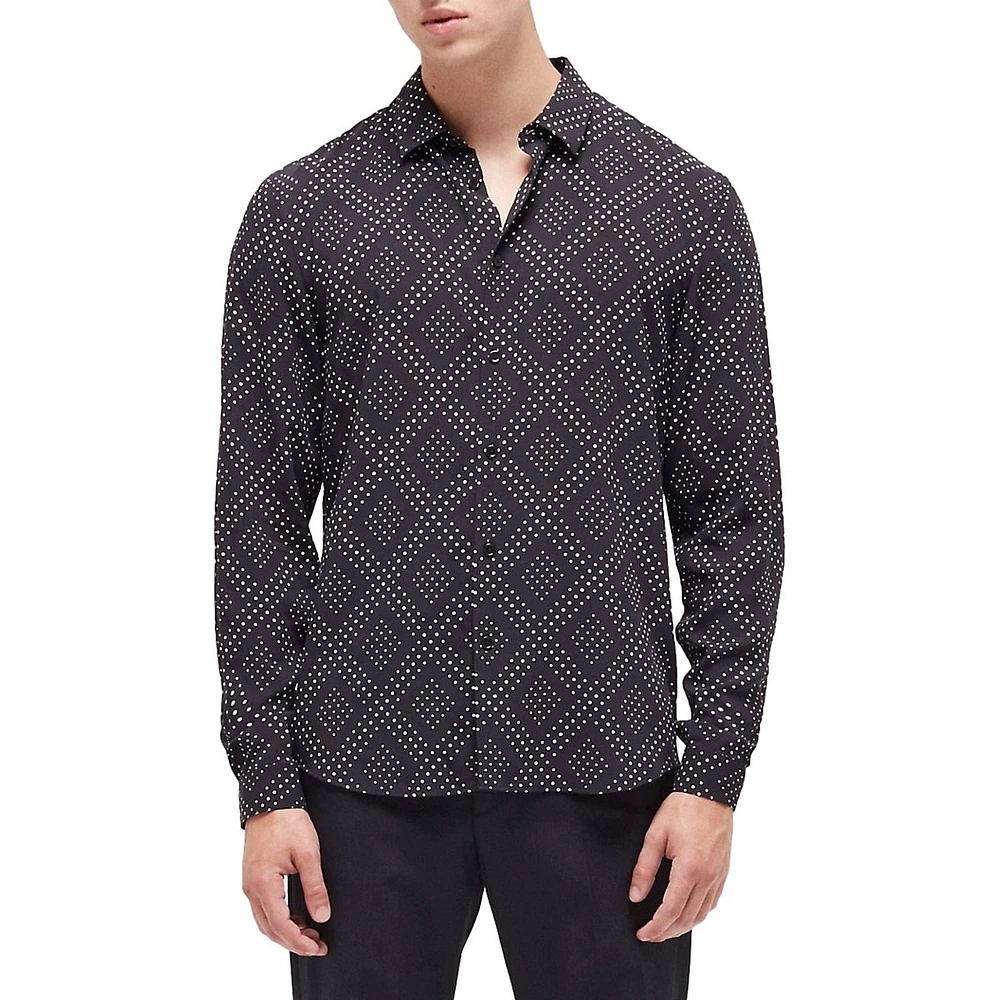 Loose-Fit Diamond-Print Shirt