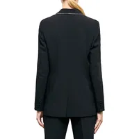 Slit Zoom Embellished Crepe Suit Jacket