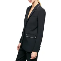 Slit Zoom Embellished Crepe Suit Jacket