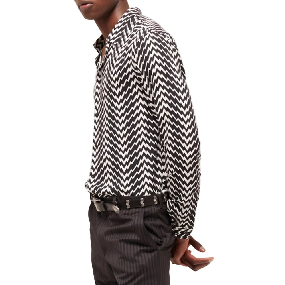 Two-Tone Zig-Zag Print Shirt