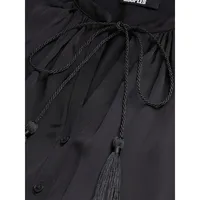 Satin Tassel-Tie Blouson Maxi Dress