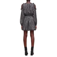 Leopard-Print Cold-Shoulder Mini Dress