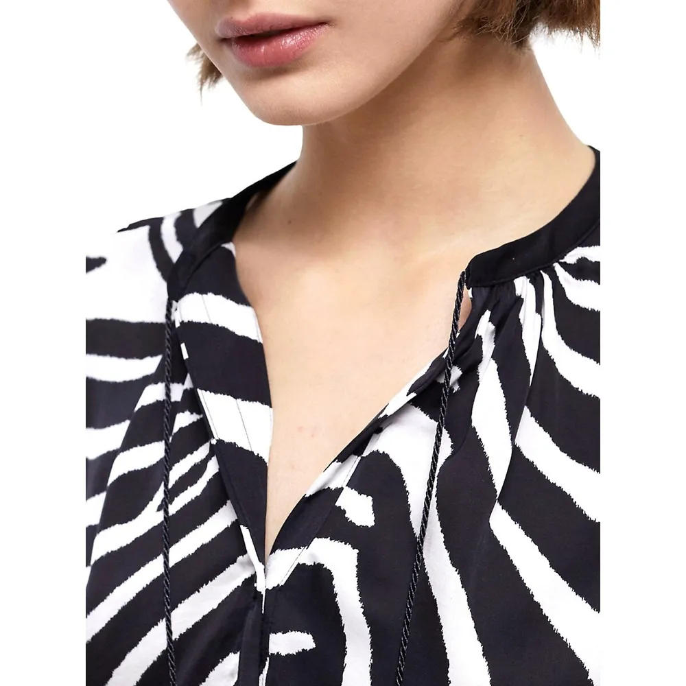 Zebra-Print Blouson Dress