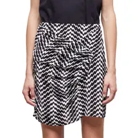 Zigzag-Print Draped Mini Skirt