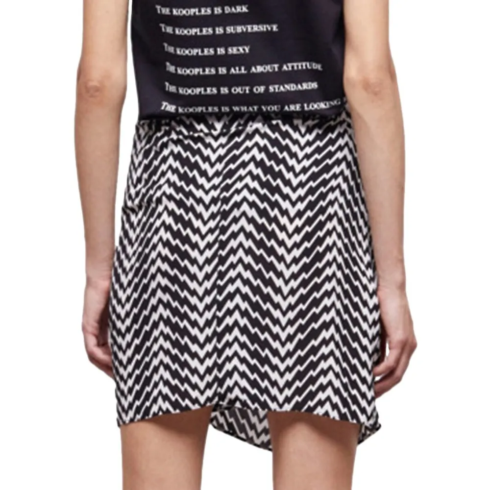 Zigzag-Print Draped Mini Skirt