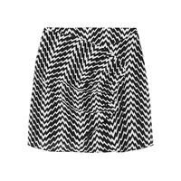 Zigzag-Print Draped Mini Skirt