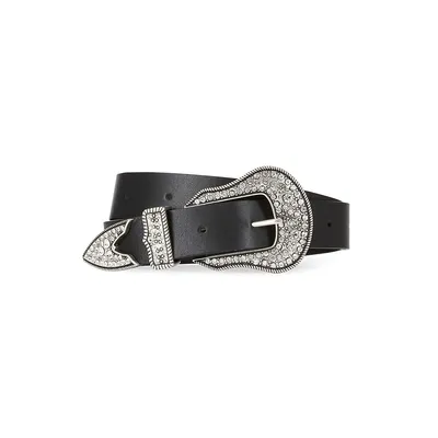 Embellished Western Buckle Leather Belt