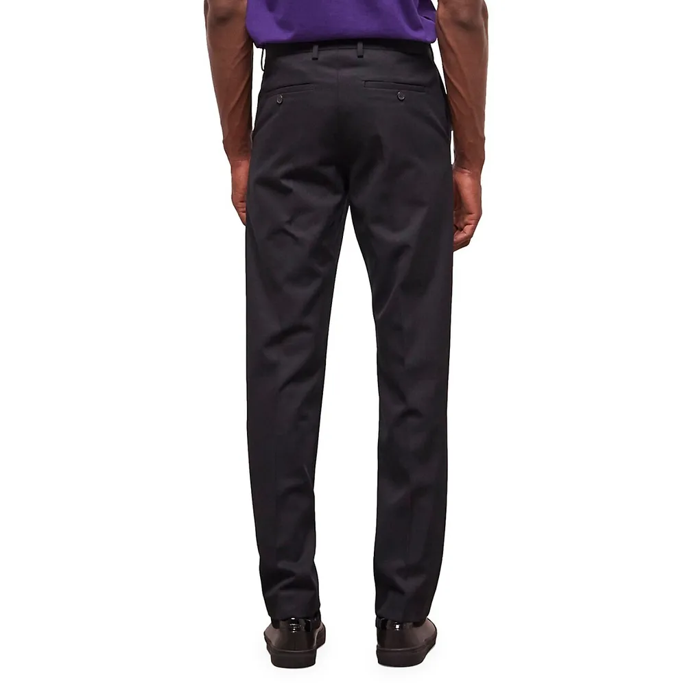 Wool-Blend Flat-Front Trousers