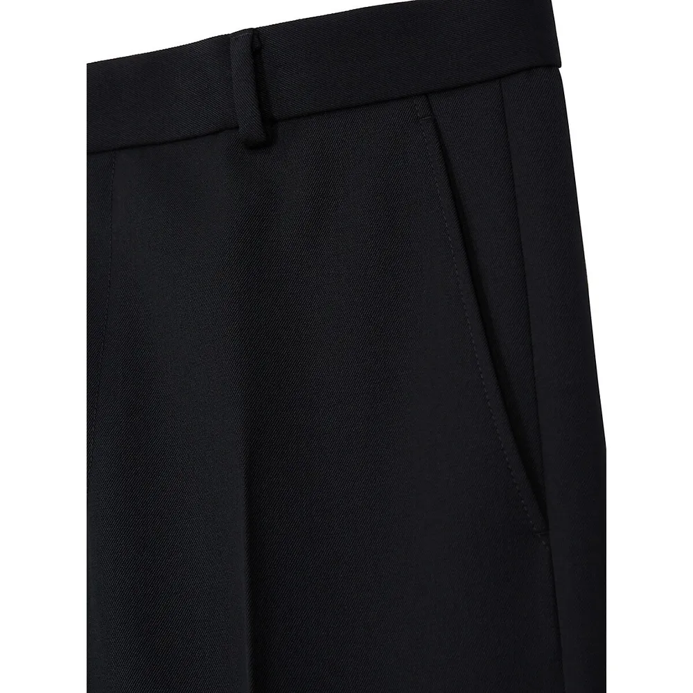 Wool-Blend Flat-Front Trousers