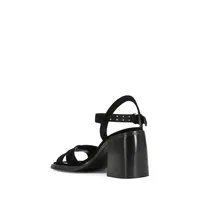 Leather Crossband Block-Heel Dress Sandals