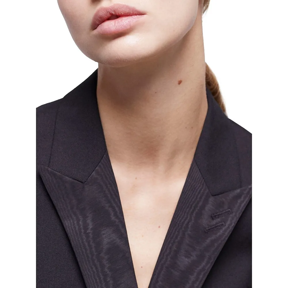 Satin-Lapel Wool Suit Jacket