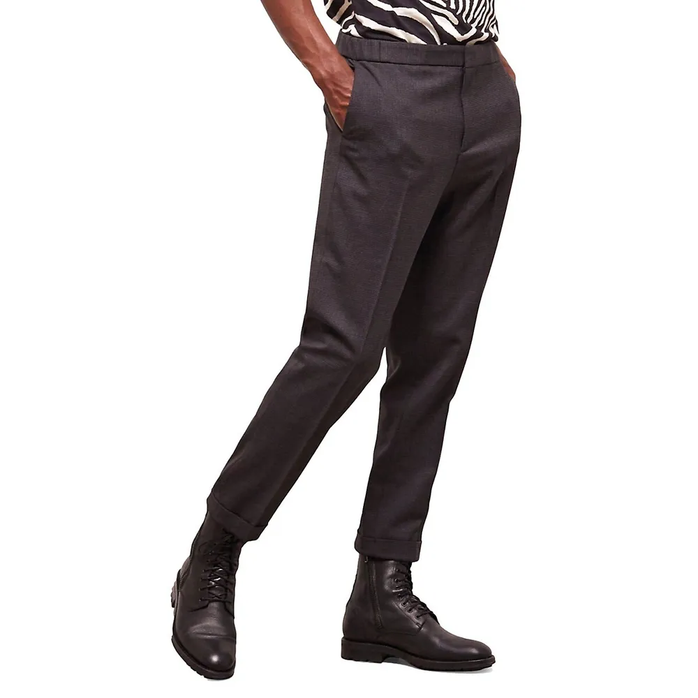 Regular-Fit Houndstooth Wool Suit Pants